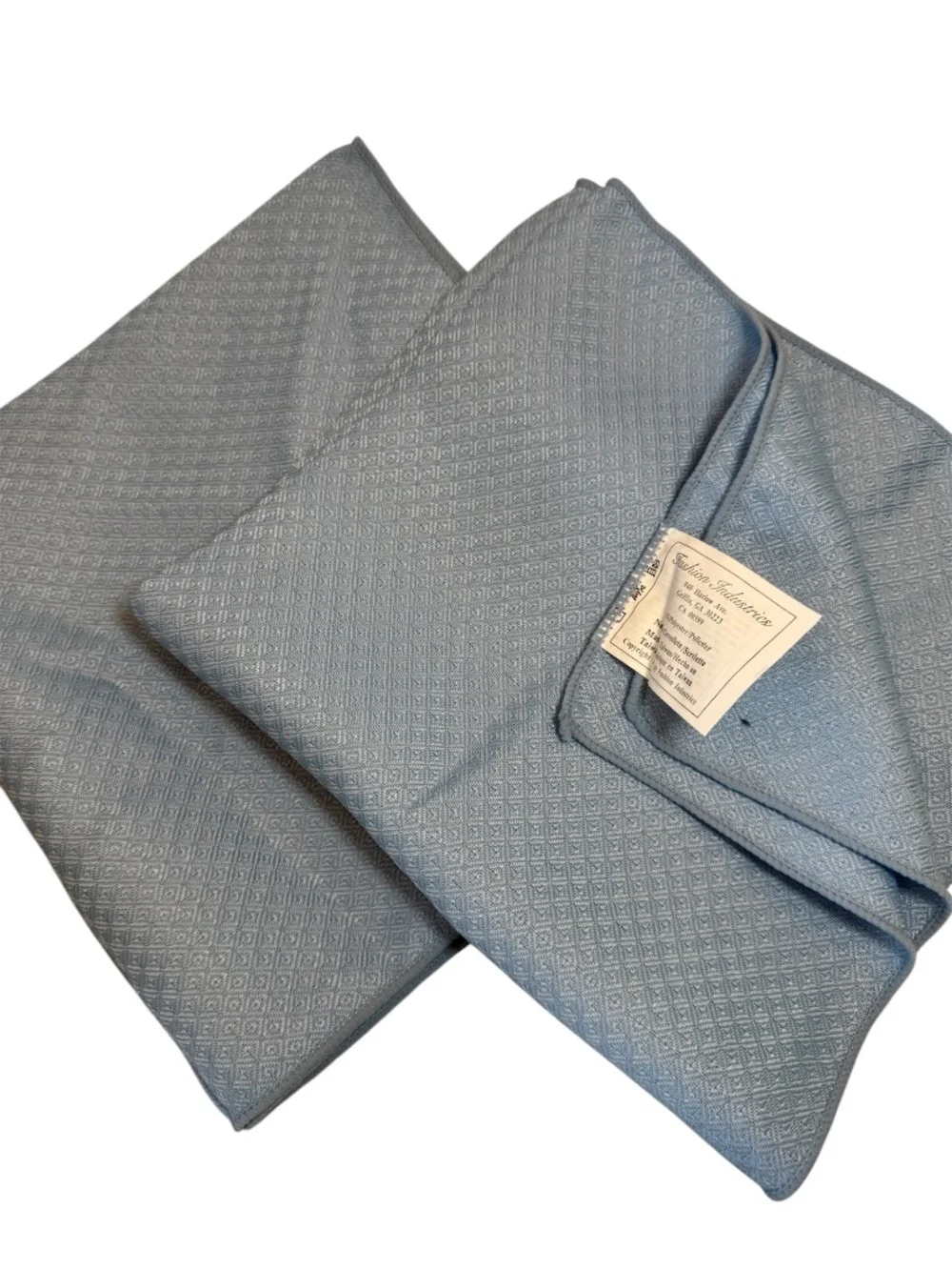 Set of two Vintage Fashion Industries Linen Napkins baby light blue
